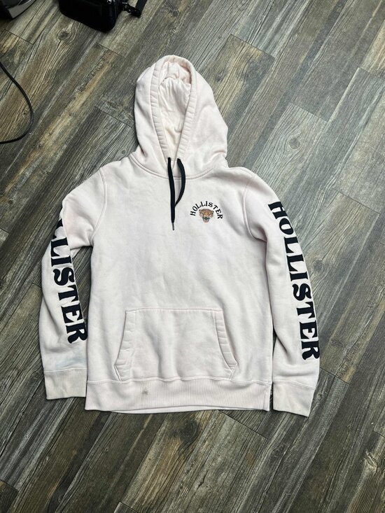 Hollister Sweaters - Hollister Hoodie Sweatshirt with Leopard Patch, Women Size Medium,  Light Pink